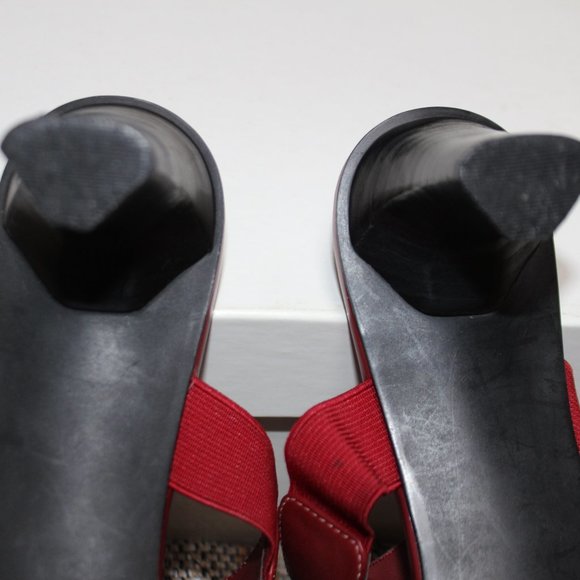 Worthington Red Leather Sandals Heels - Picture 10 of 13